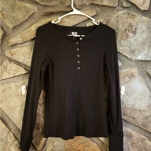 SO long sleeve button down black shirt